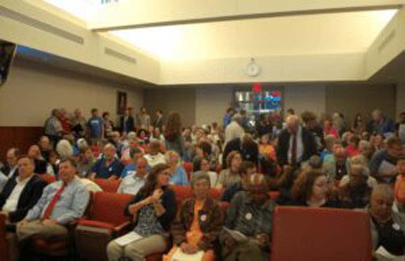 Jordan Miles, Herald There was standing room only last night during the public hearing before the Buckingham County Planning Commission.