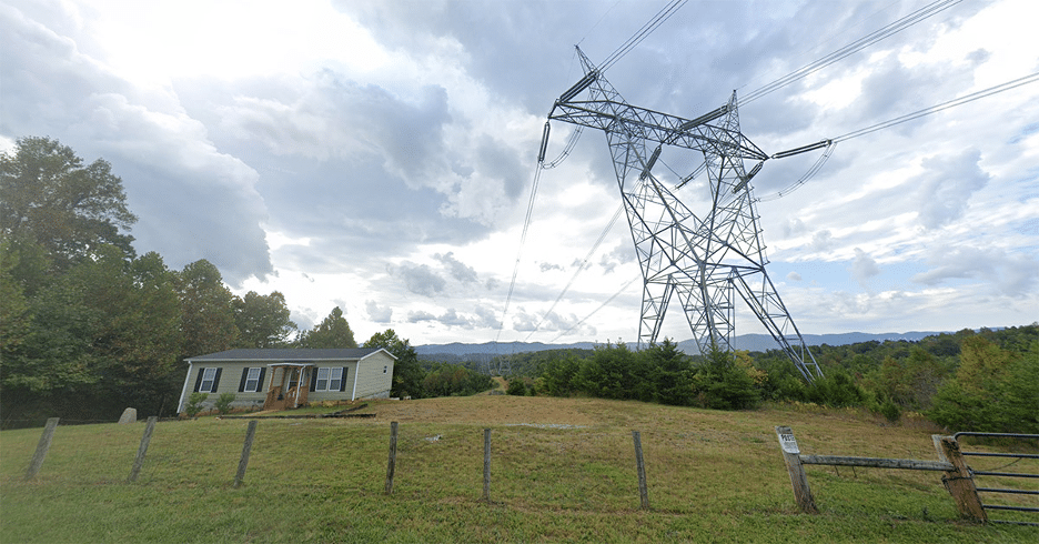Example of a 765kV transmission line running through southwest Virginia. Credit Google Maps.