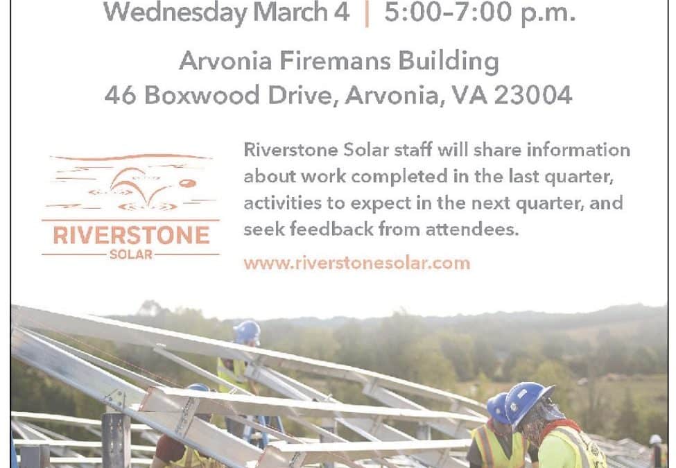 Riverstone Solar Construction Town Hall, March 4th