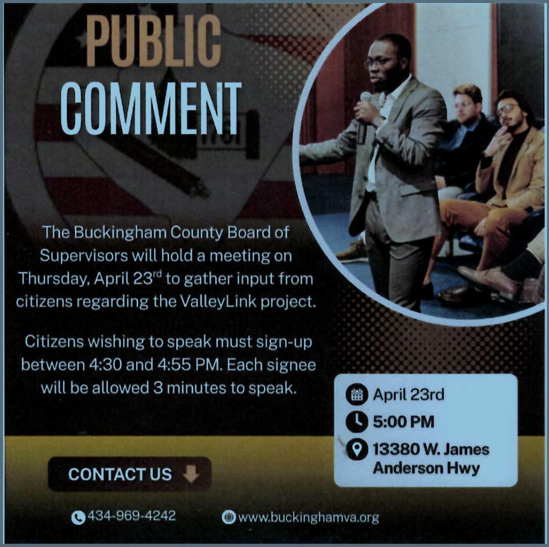 Public comment, Buckingham VA, 2026-04-23