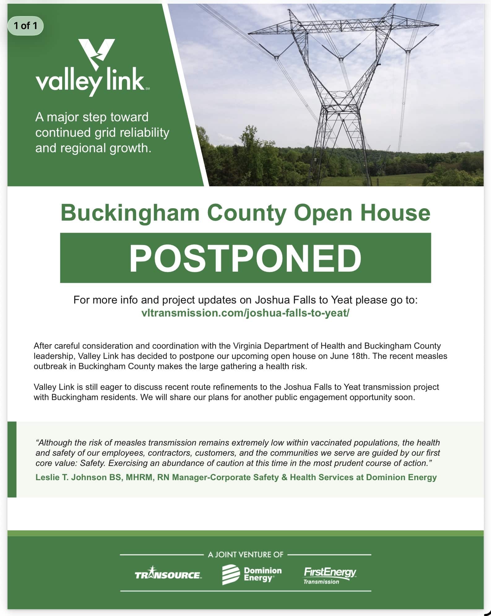 Buckingham County Open house postponed